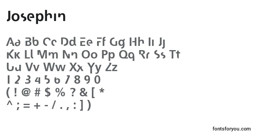 Шрифт Josephin – алфавит, цифры, специальные символы