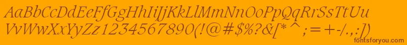 CaxtonLightItalicBt Font – Brown Fonts on Orange Background