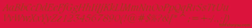 Police CaxtonLightItalicBt – polices brunes sur fond rouge
