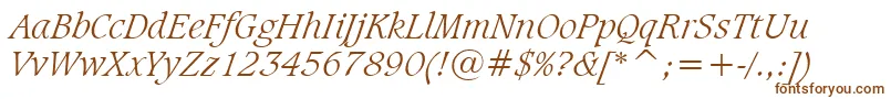 Шрифт CaxtonLightItalicBt – коричневые шрифты на белом фоне