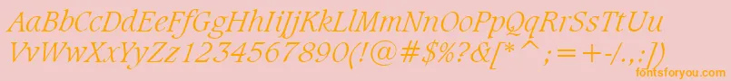 CaxtonLightItalicBt-Schriftart – Orangefarbene Schriften auf rosa Hintergrund