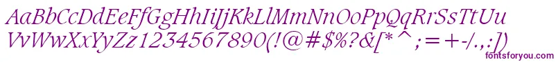 CaxtonLightItalicBt Font – Purple Fonts on White Background