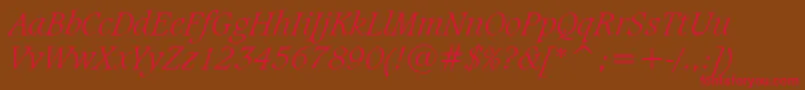CaxtonLightItalicBt Font – Red Fonts on Brown Background