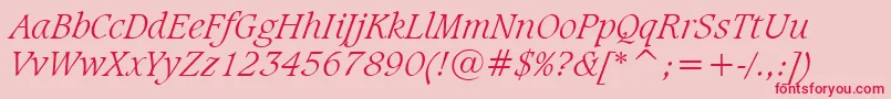CaxtonLightItalicBt Font – Red Fonts on Pink Background