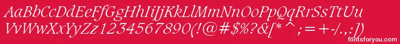 フォントCaxtonLightItalicBt – 赤い背景に白い文字