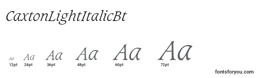 CaxtonLightItalicBt Font Sizes