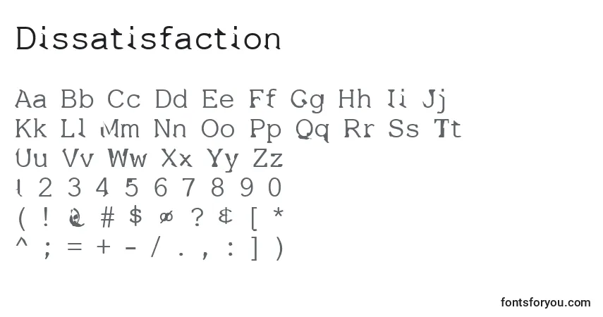 Fuente Dissatisfaction - alfabeto, números, caracteres especiales