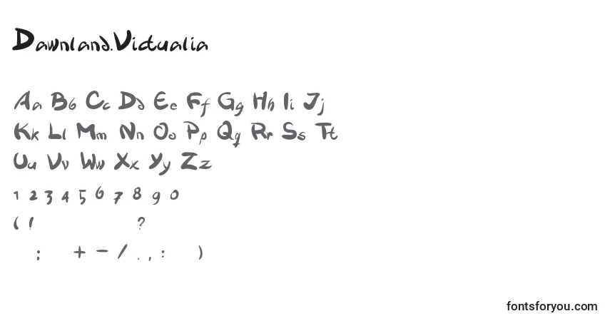 A fonte Dawnland.Victualia – alfabeto, números, caracteres especiais