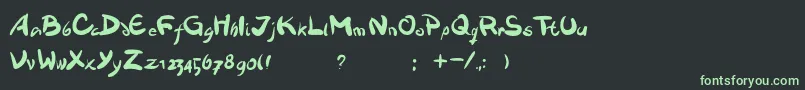 フォントDawnland.Victualia – 黒い背景に緑の文字