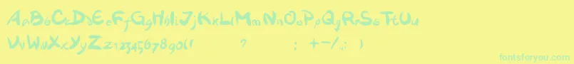 フォントDawnland.Victualia – 黄色い背景に緑の文字