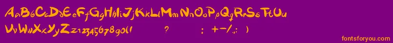 Dawnland.Victualia-Schriftart – Orangefarbene Schriften auf violettem Hintergrund
