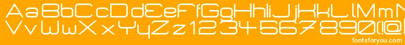 Micromieps-Schriftart – Weiße Schriften auf orangefarbenem Hintergrund