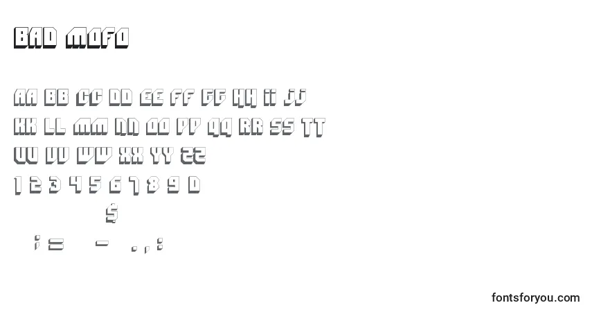 Schriftart Bad Mofo – Alphabet, Zahlen, spezielle Symbole