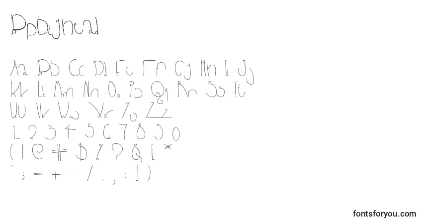 Czcionka Bpbighead – alfabet, cyfry, specjalne znaki