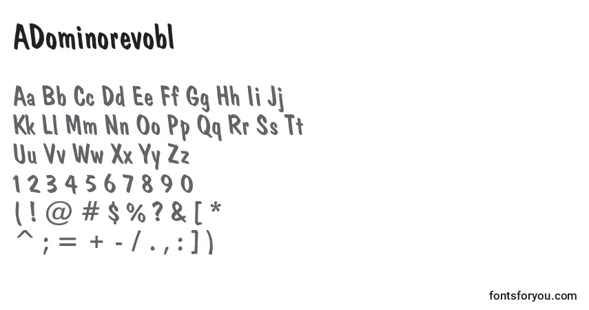 Czcionka ADominorevobl – alfabet, cyfry, specjalne znaki
