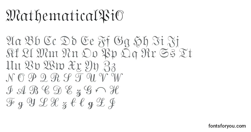 Czcionka MathematicalPi2 – alfabet, cyfry, specjalne znaki