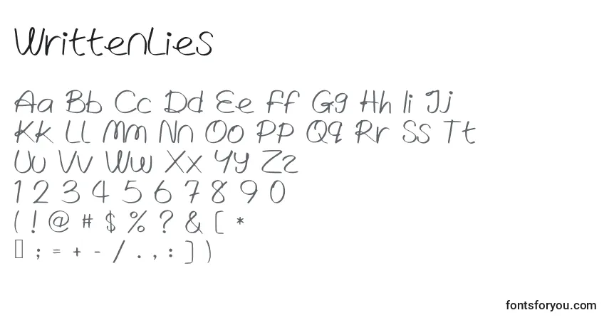 A fonte WrittenLies – alfabeto, números, caracteres especiais