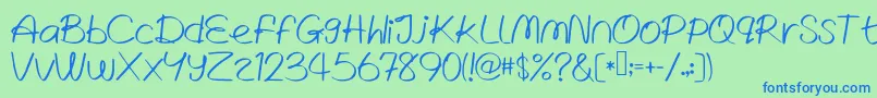 WrittenLies Font – Blue Fonts on Green Background