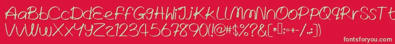WrittenLies Font – Green Fonts on Red Background