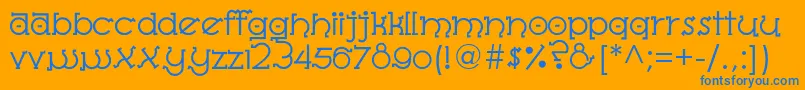 AlmostSanskritTajLight-Schriftart – Blaue Schriften auf orangefarbenem Hintergrund