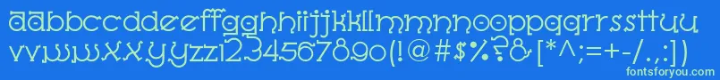 AlmostSanskritTajLight Font – Green Fonts on Blue Background