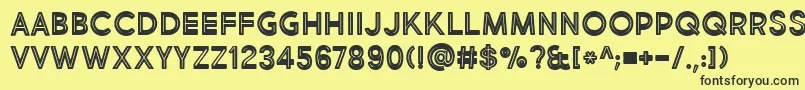MarketFreshInlineBoldAllCaps-Schriftart – Schwarze Schriften auf gelbem Hintergrund