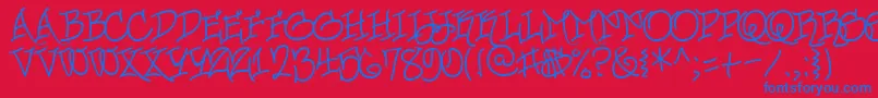 UrbanScrawlButtah-fontti – siniset fontit punaisella taustalla