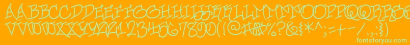UrbanScrawlButtah Font – Green Fonts on Orange Background