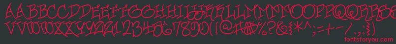 フォントUrbanScrawlButtah – 黒い背景に赤い文字