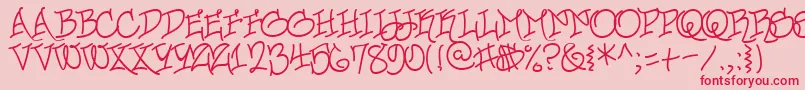 UrbanScrawlButtah-Schriftart – Rote Schriften auf rosa Hintergrund