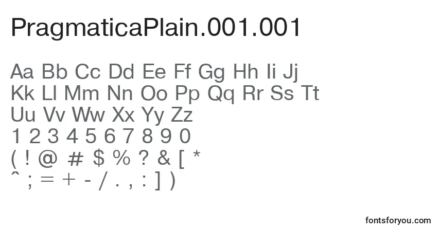 A fonte PragmaticaPlain.001.001 – alfabeto, números, caracteres especiais