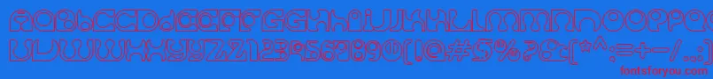 SolangeSeethrough-Schriftart – Rote Schriften auf blauem Hintergrund