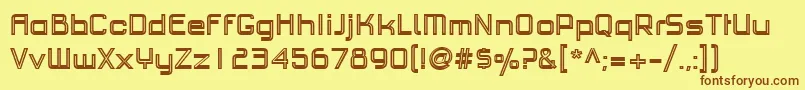 PfhaussquareproBoldoutline Font – Brown Fonts on Yellow Background