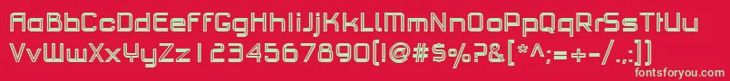 PfhaussquareproBoldoutline Font – Green Fonts on Red Background