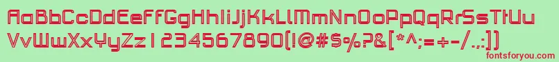 PfhaussquareproBoldoutline Font – Red Fonts on Green Background