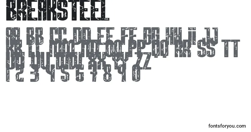Шрифт Breaksteel – алфавит, цифры, специальные символы