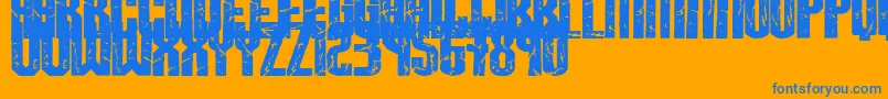 Breaksteel-Schriftart – Blaue Schriften auf orangefarbenem Hintergrund