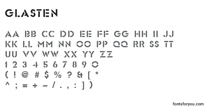 Шрифт Glasten – алфавит, цифры, специальные символы