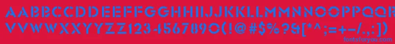 フォントGlasten – 赤い背景に青い文字