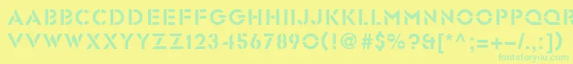 フォントGlasten – 黄色い背景に緑の文字
