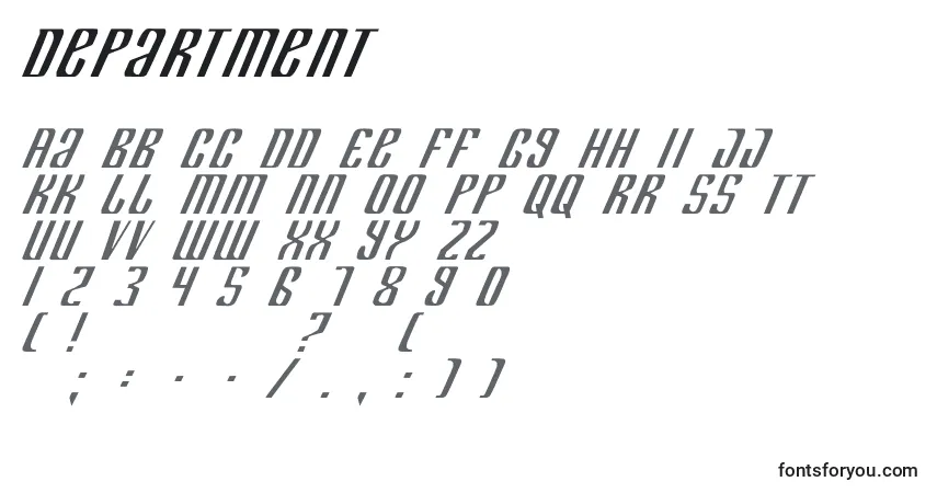 A fonte Department – alfabeto, números, caracteres especiais