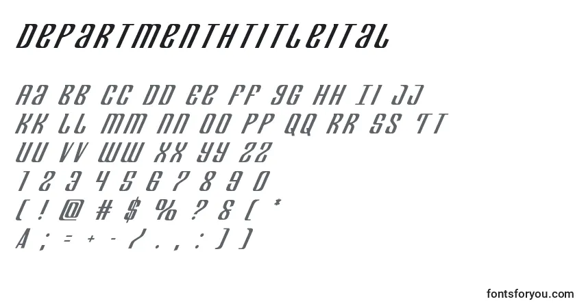 Czcionka Departmenthtitleital – alfabet, cyfry, specjalne znaki