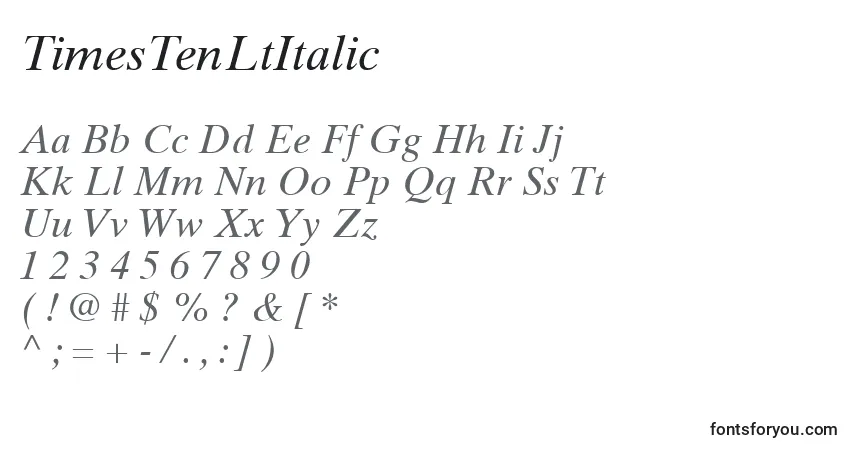Schriftart TimesTenLtItalic – Alphabet, Zahlen, spezielle Symbole