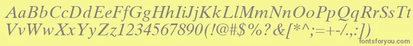 フォントTimesTenLtItalic – 黄色の背景に灰色の文字