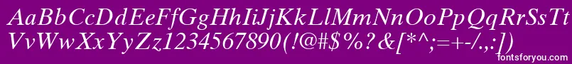 フォントTimesTenLtItalic – 紫の背景に白い文字