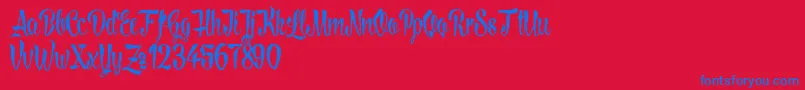 LovelymadnessDemoversion Font – Blue Fonts on Red Background