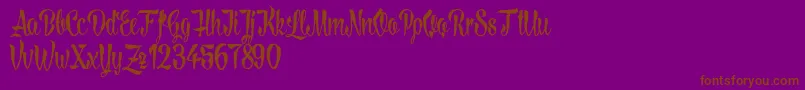 LovelymadnessDemoversion-Schriftart – Braune Schriften auf violettem Hintergrund