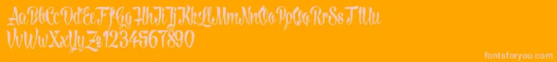 LovelymadnessDemoversion-Schriftart – Rosa Schriften auf orangefarbenem Hintergrund