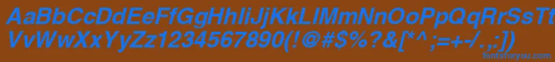 フォントYoxallbi – 茶色の背景に青い文字