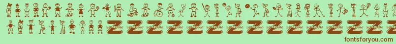 BoyCharacters Font – Brown Fonts on Green Background